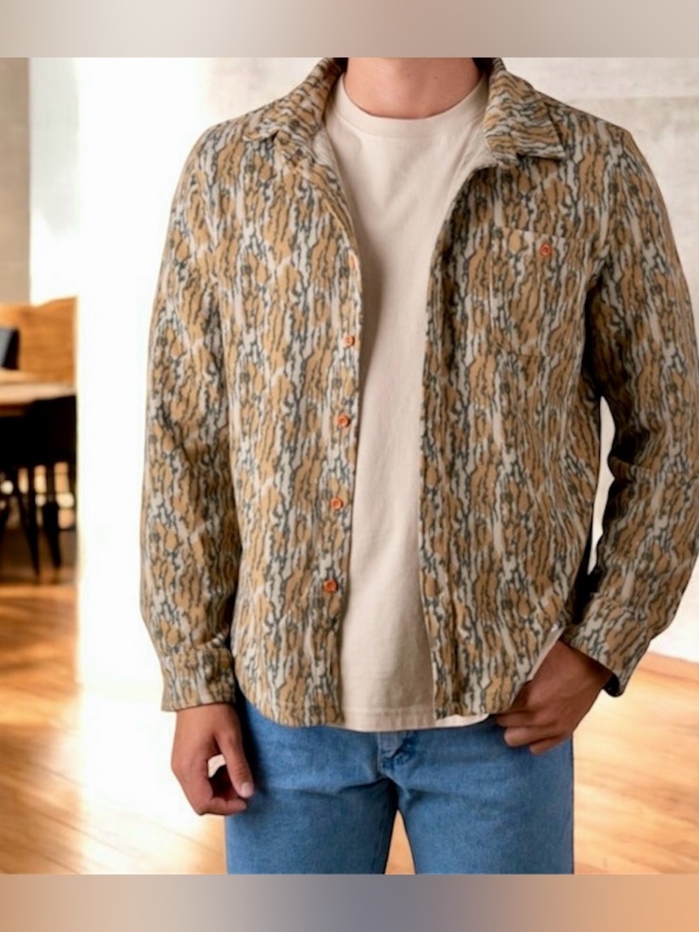 Simply Southern Camo Shacket Button Down Jacket Brushed Fleece Camouflage Men XL